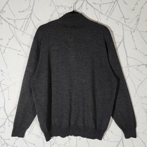 Harry Rosen Diamonds Argyle 100% Merino Wool Full Zip Mockneck Sweater Preppy - Picture 2 of 3